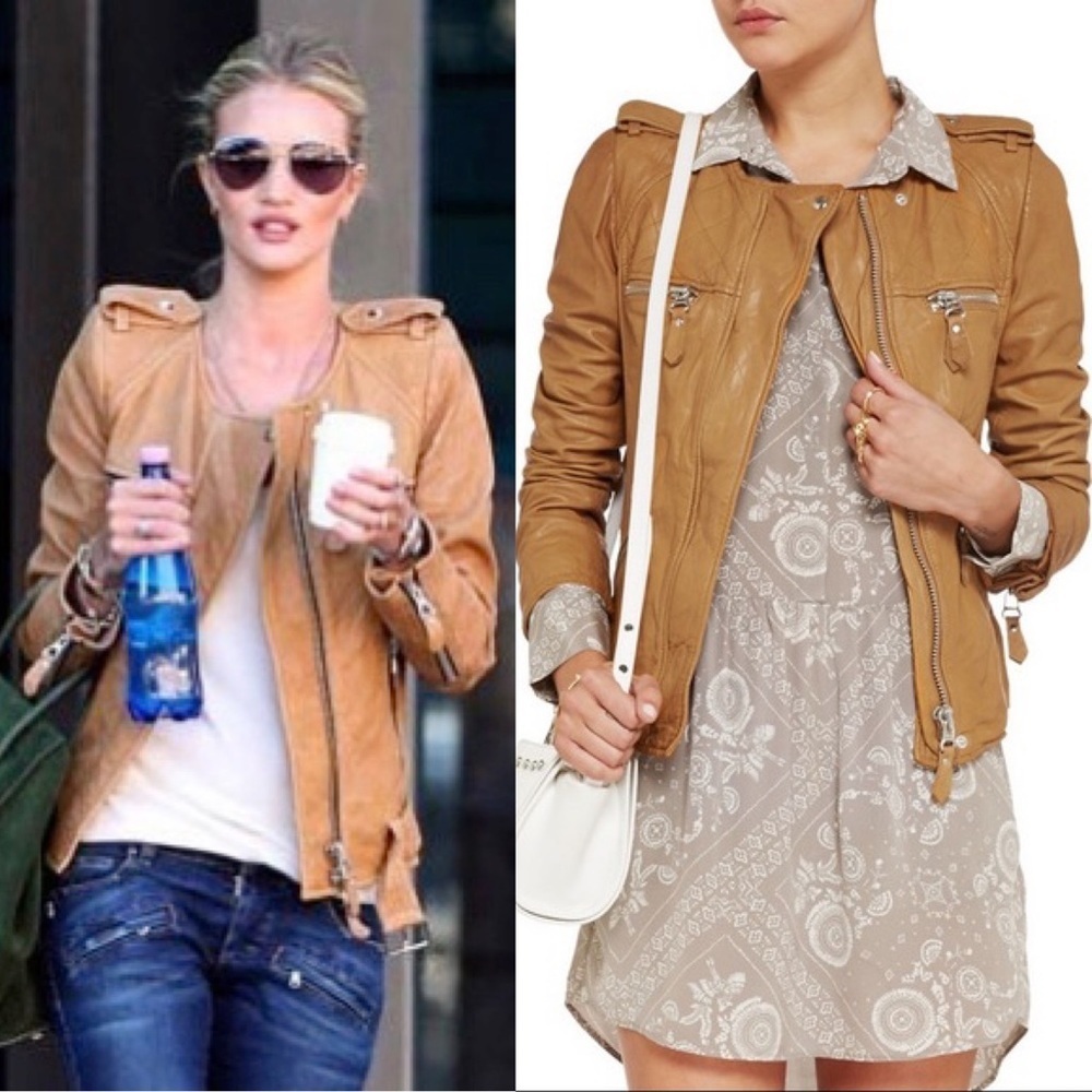 Isabel Marant Étoile Kady Quilted Lamb Leather Jacket Sand Cognac US4 Small